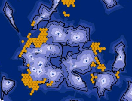 Small Map of Health Service Areas and Locations Which Need Hospitals